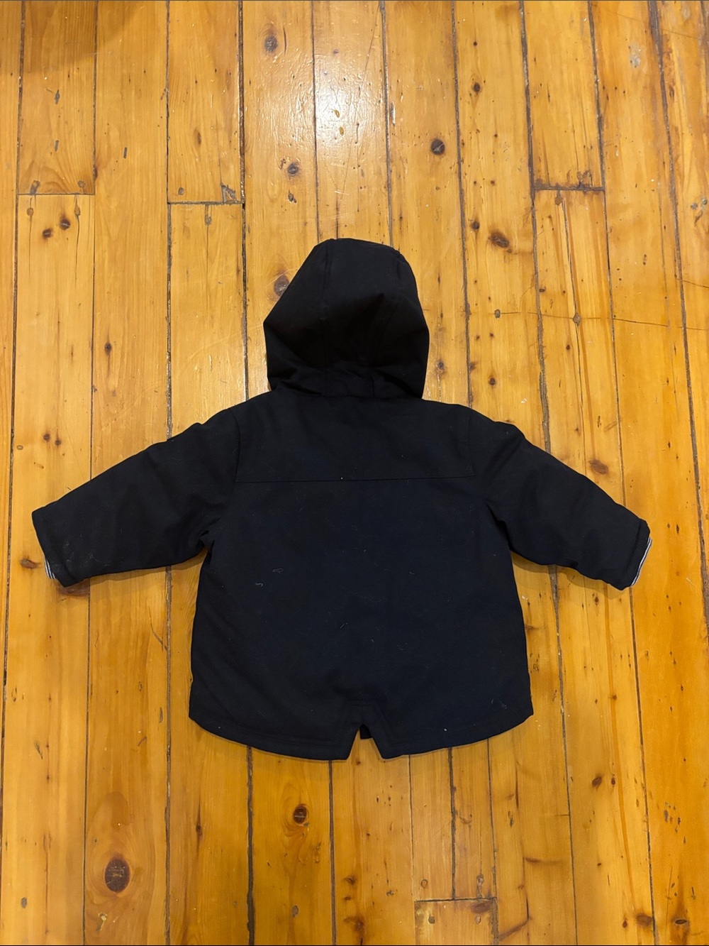 NWT Petit Bateau Navy Hooded Jacket with Cream and Navy Striped Lining - Picture 5 of 5
